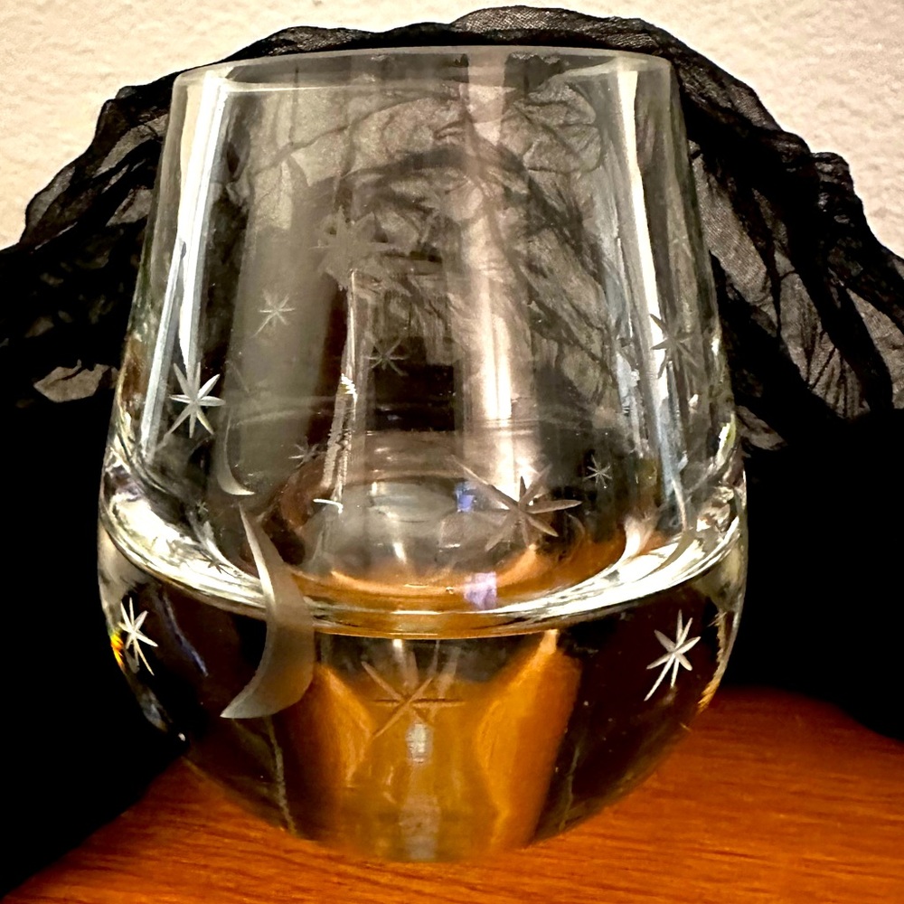 EVC - Etched MCM Moon & Stars Atomic Art Glass Bubble Vase/Paperweight - Poland